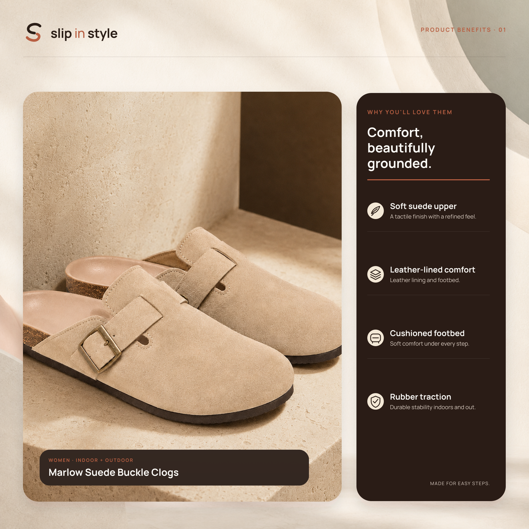 Marlow Suede Buckle Clogs