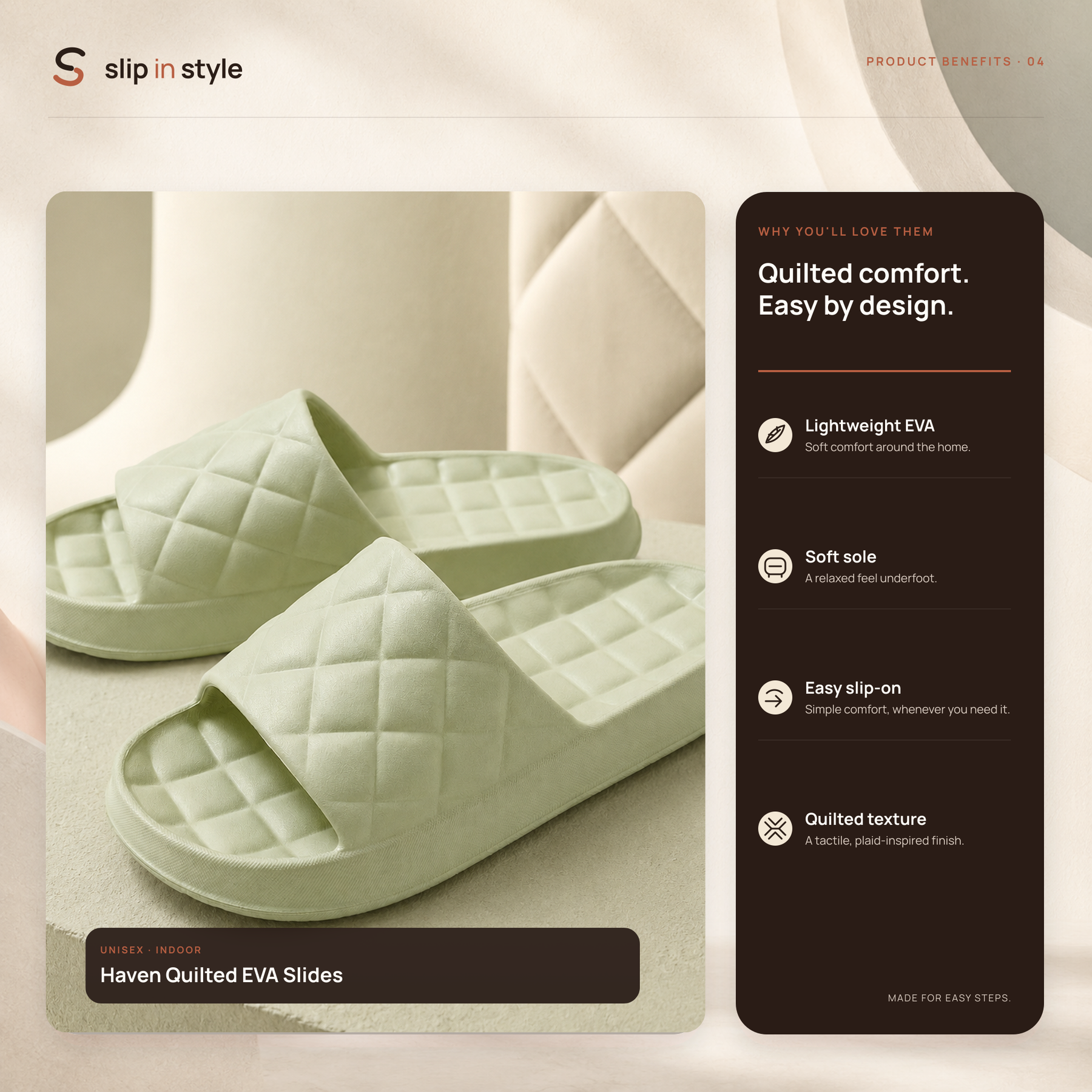 Haven Quilted EVA Slides