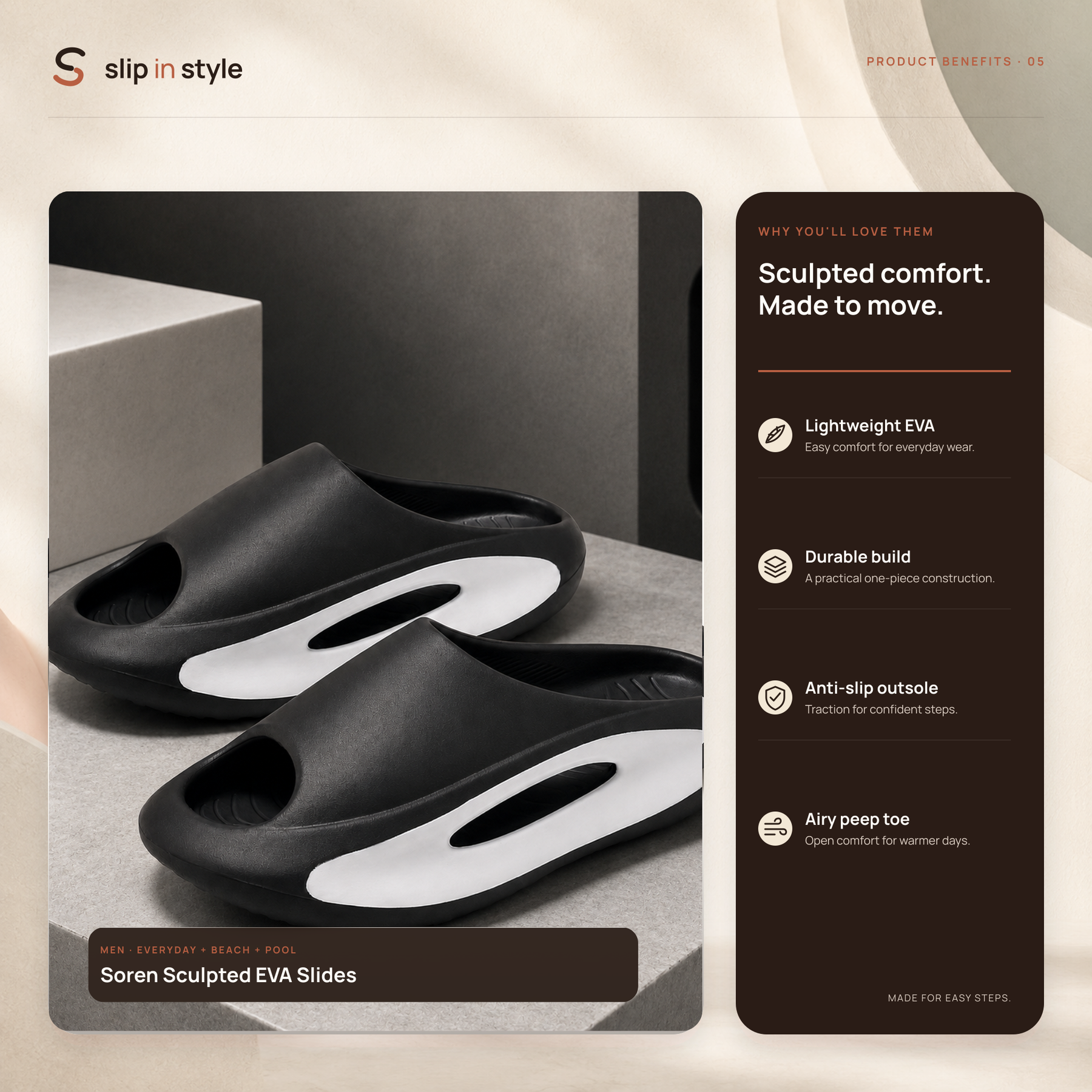Soren Sculpted EVA Slides