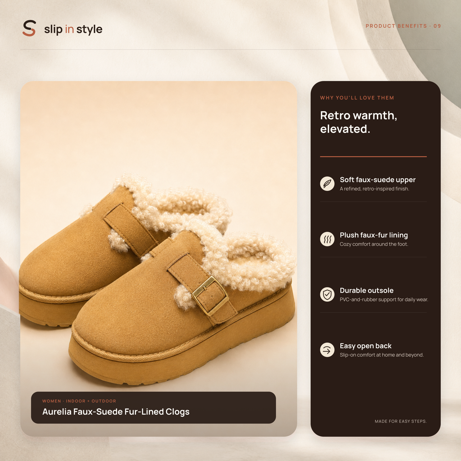 Aurelia Faux-Suede Fur-Lined Clogs