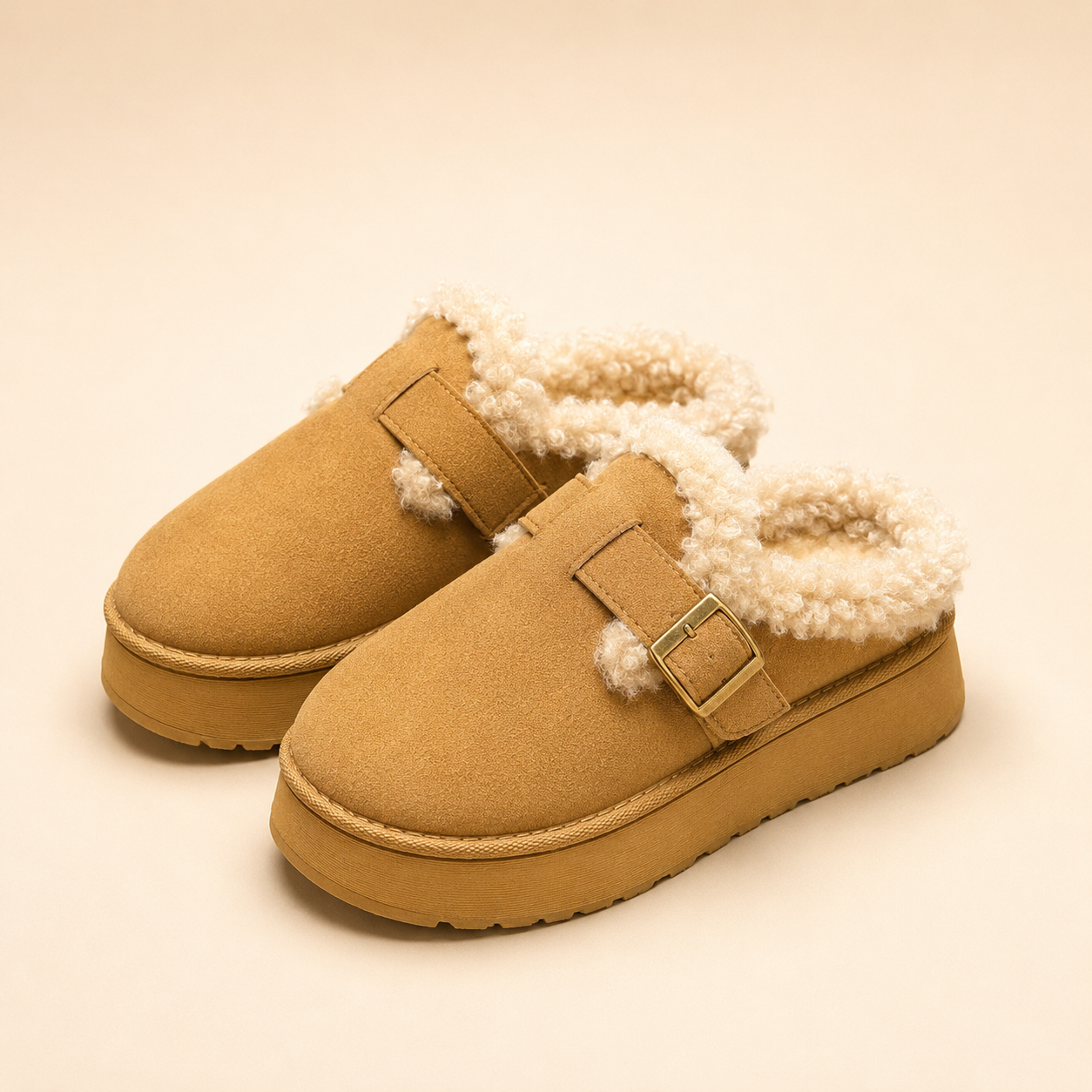 Aurelia Faux-Suede Fur-Lined Clogs